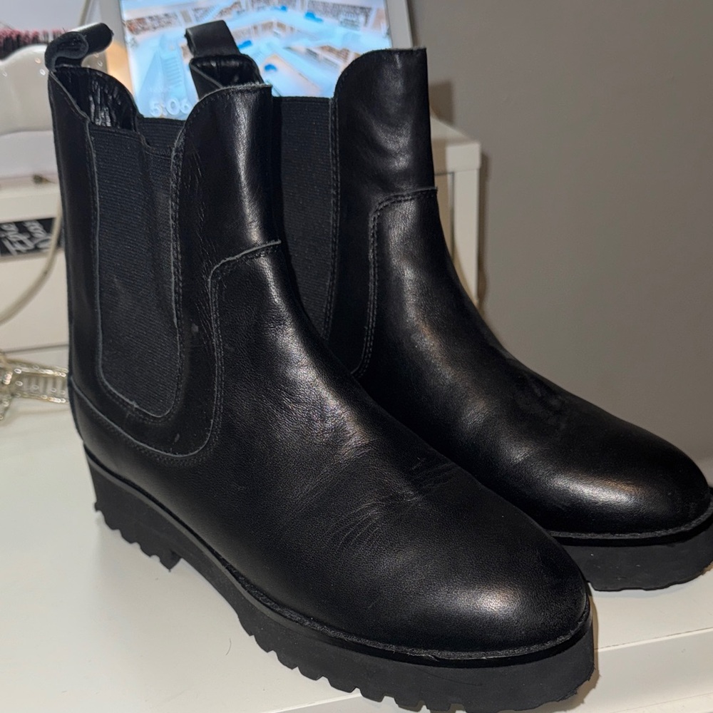 Black Leather Ankle Boots